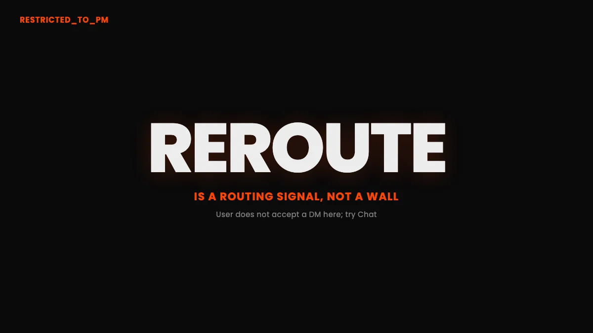 The RESTRICTED_TO_PM error shown as a routing signal that points a developer from the Private Message surface toward Reddit Chat